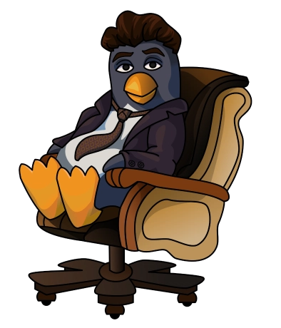 penguin on chair