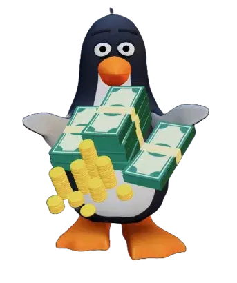 penguin with money