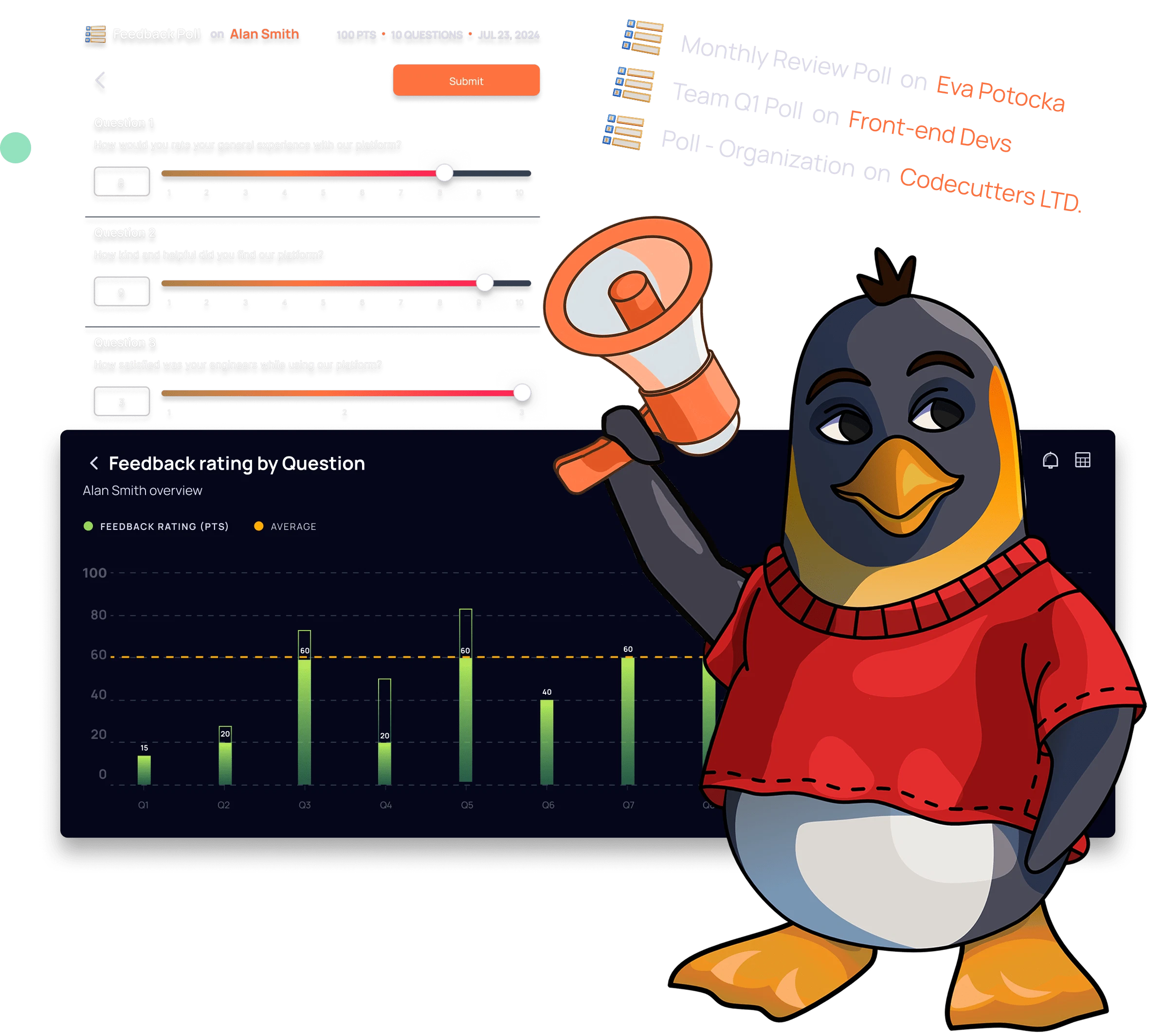 Renormalize workspace activity and project management overview: Feedback Surveys